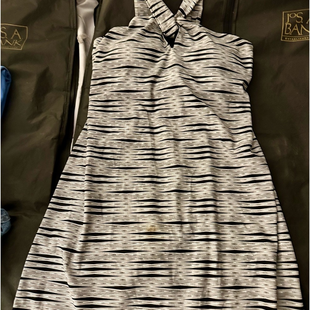 Athleta sundress, black + white pattern, lycra-spandex. Size: small petite